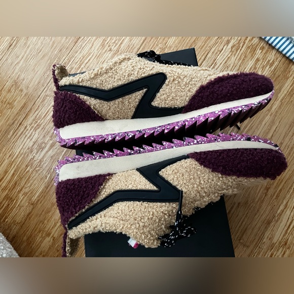 Beige and maroon Rag & Bone Sherpa sneakers - Picture 9 of 13